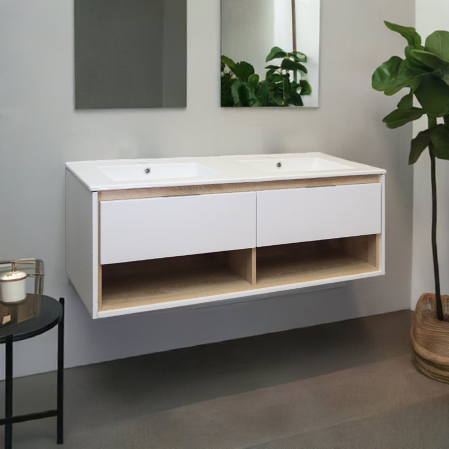 Denver Celeste 1200 2 Laaie Vanity Hg White & Shale Accent