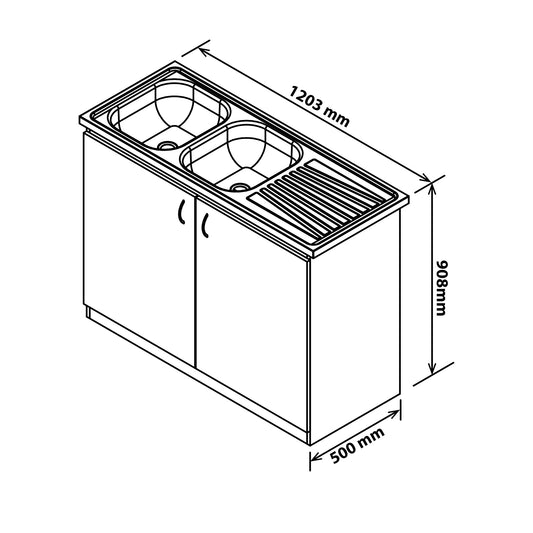 Denver Econo Double Sink Cabinet 1200 White