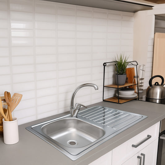 Parker vlekvrye | Vlekvrye staal sit op kombuis wasbak | Enkelbak 45X90