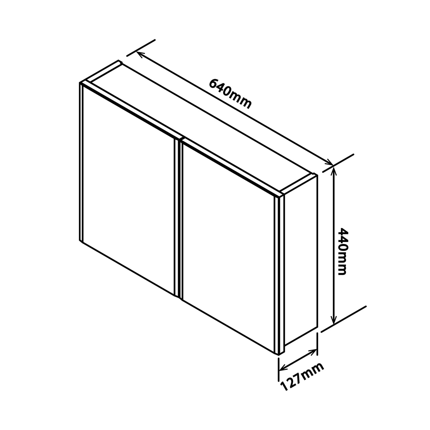 Denver Bathroom Cabinet 2Door 460X600mm White Beveled Mirror