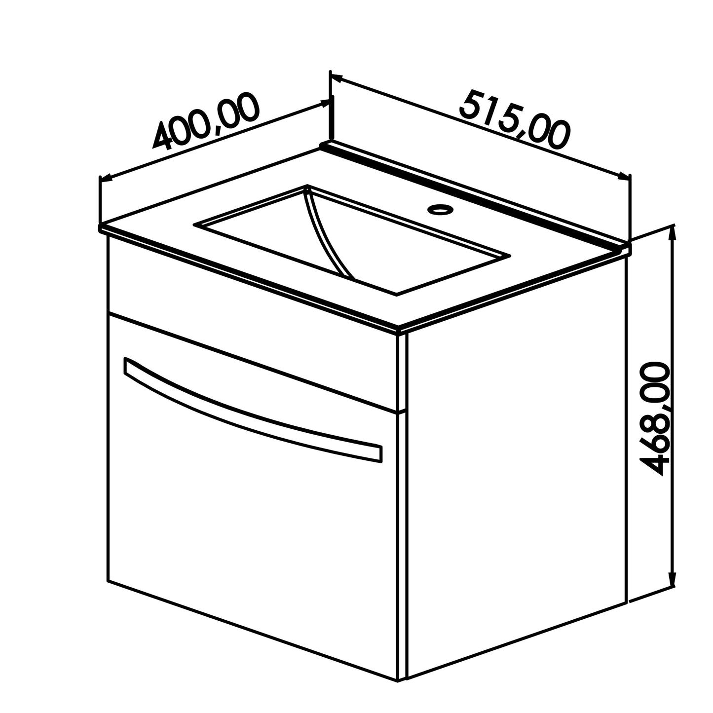 Denver Indy-500 Wall Vanity 1 laai Alpine White DIY