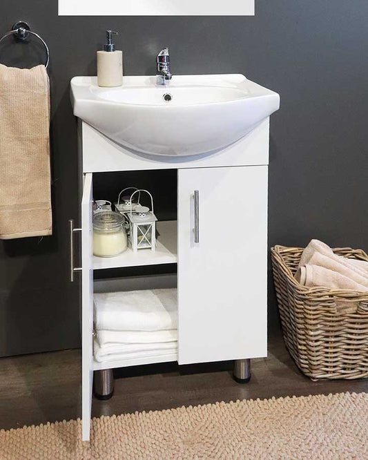 Denver Tiffany Floor Standing Vanity 2 Door Cabinet 450Mm White