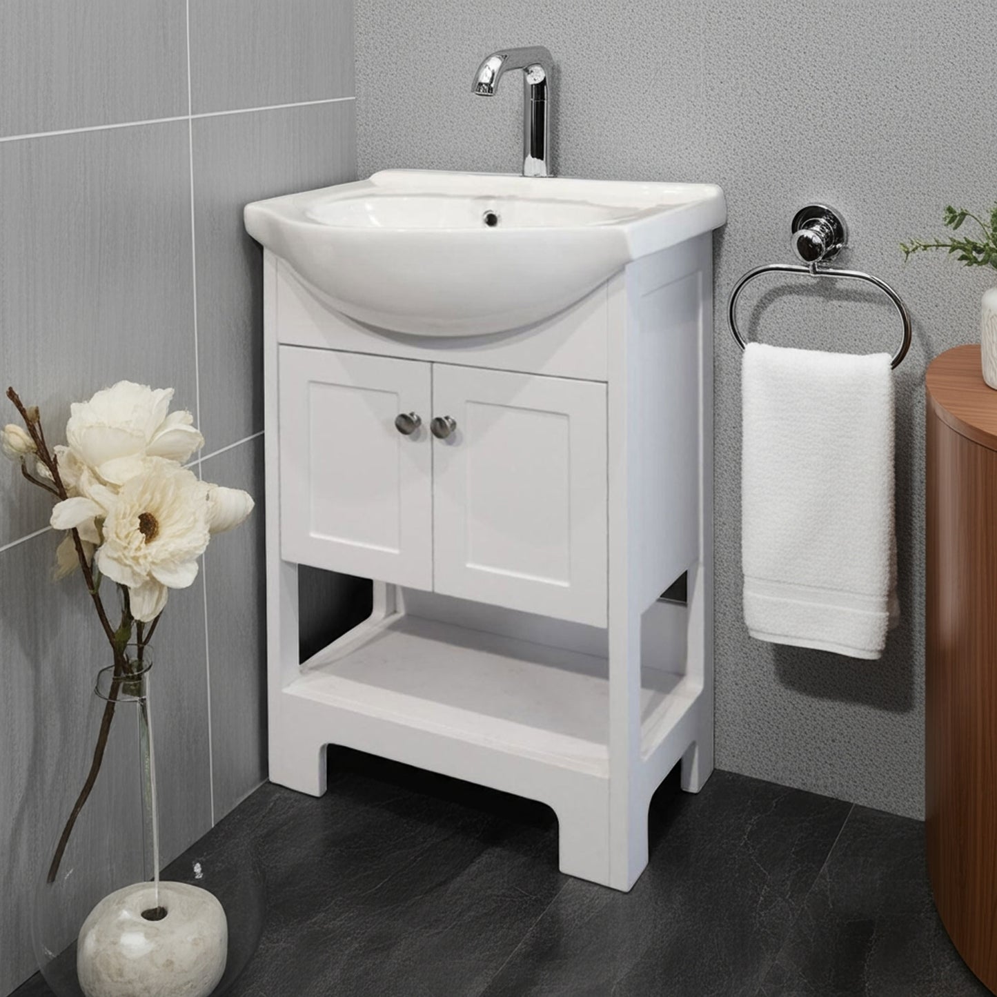 Denver Contemporary Vanity Cabinet 550 2Deur White