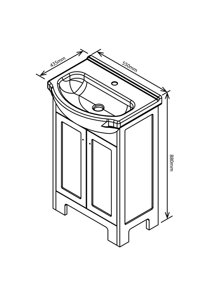 Denver Contemporary Vanity Cabinet 550 2Door White