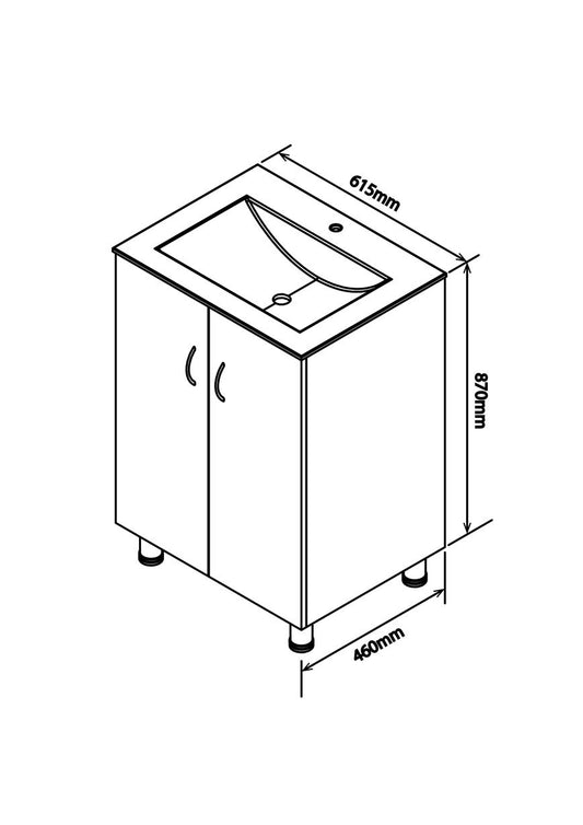 Denver Marlene Floor Vanity 2 Door Cabinet 600 Coimbra
