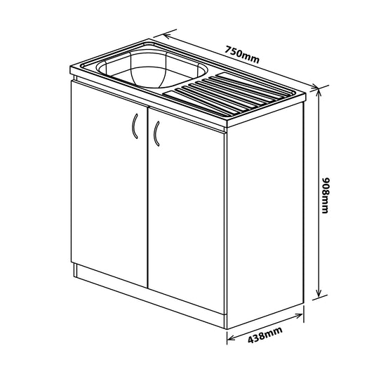 Denver Econo Single Sink Cabinet 750 White