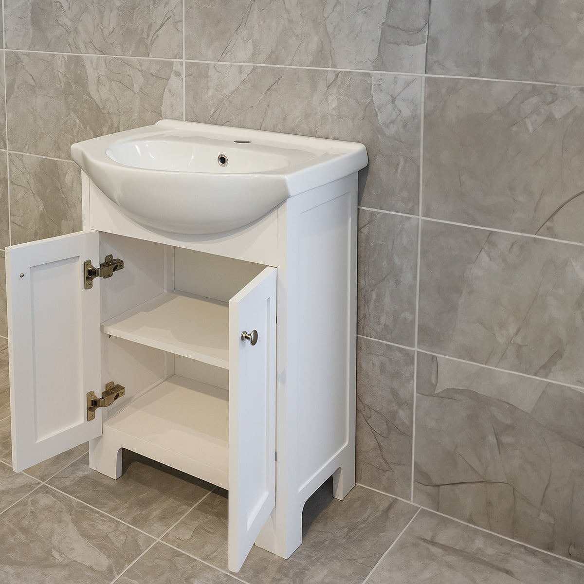 Valenti Contemporary Vanity 550 Ceramic Belly Basin | Matt White