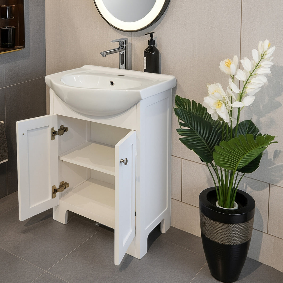 Valenti Contemporary Vanity 550 Ceramic Belly Basin | Matt White