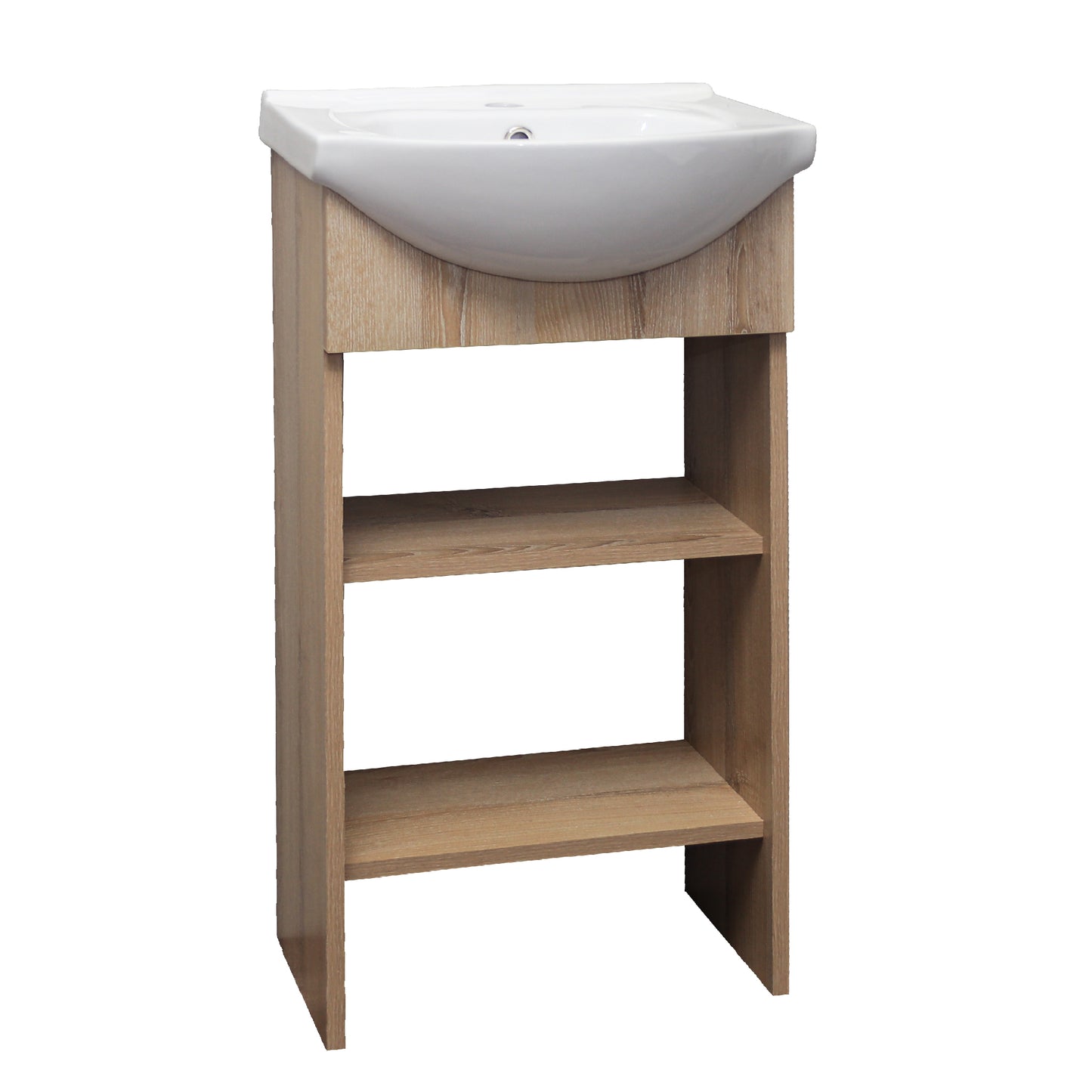 Denver Furniture | Aperto Open Shelf Bathroom Vanity Cabinet | Washed Shale | 450mm width