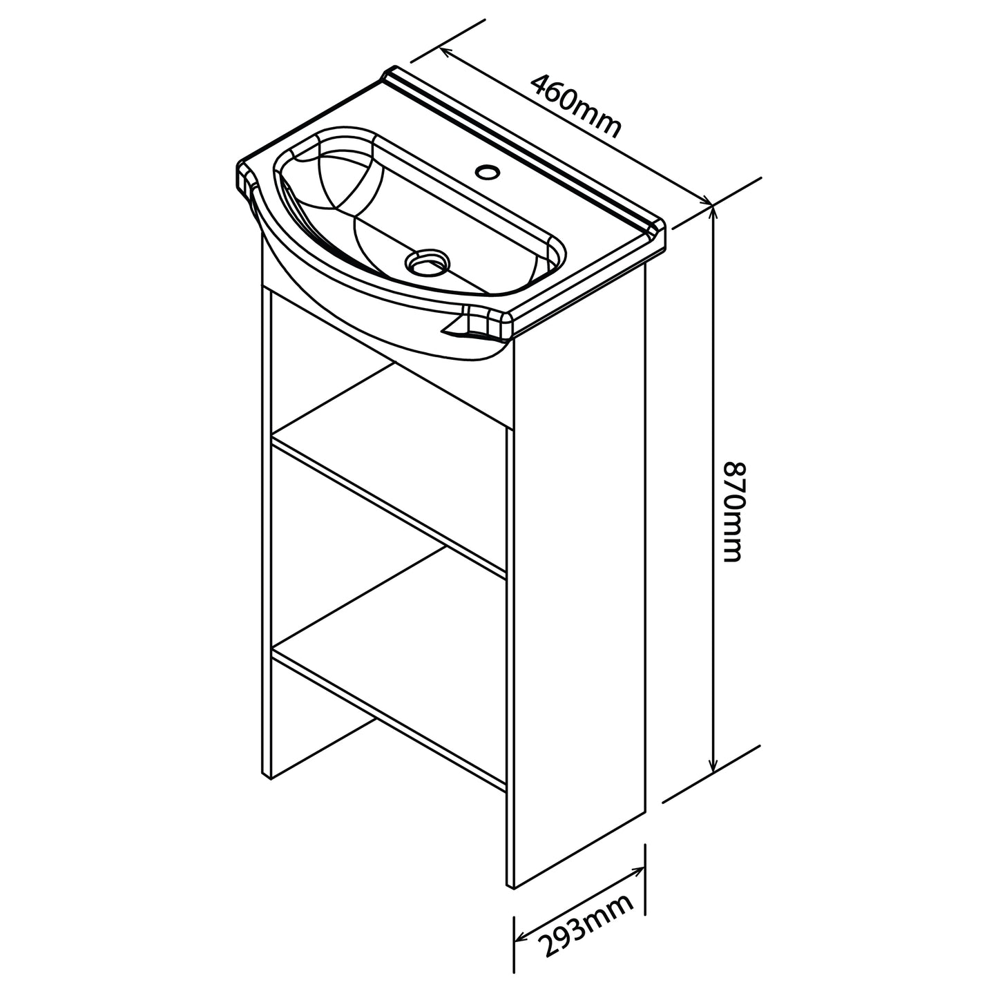 Denver Furniture | Aperto Open Shelf Bathroom Vanity Cabinet | Washed Shale | 450mm width