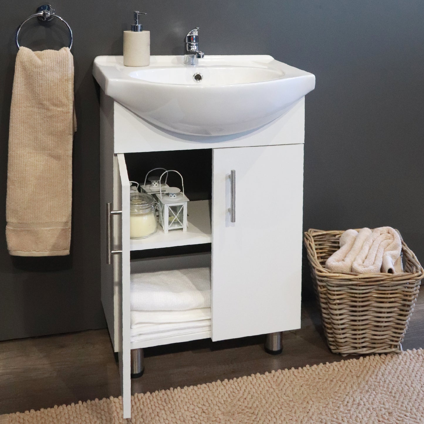 Denver Tiffany Vanity 2 Door Cabinet 550 White