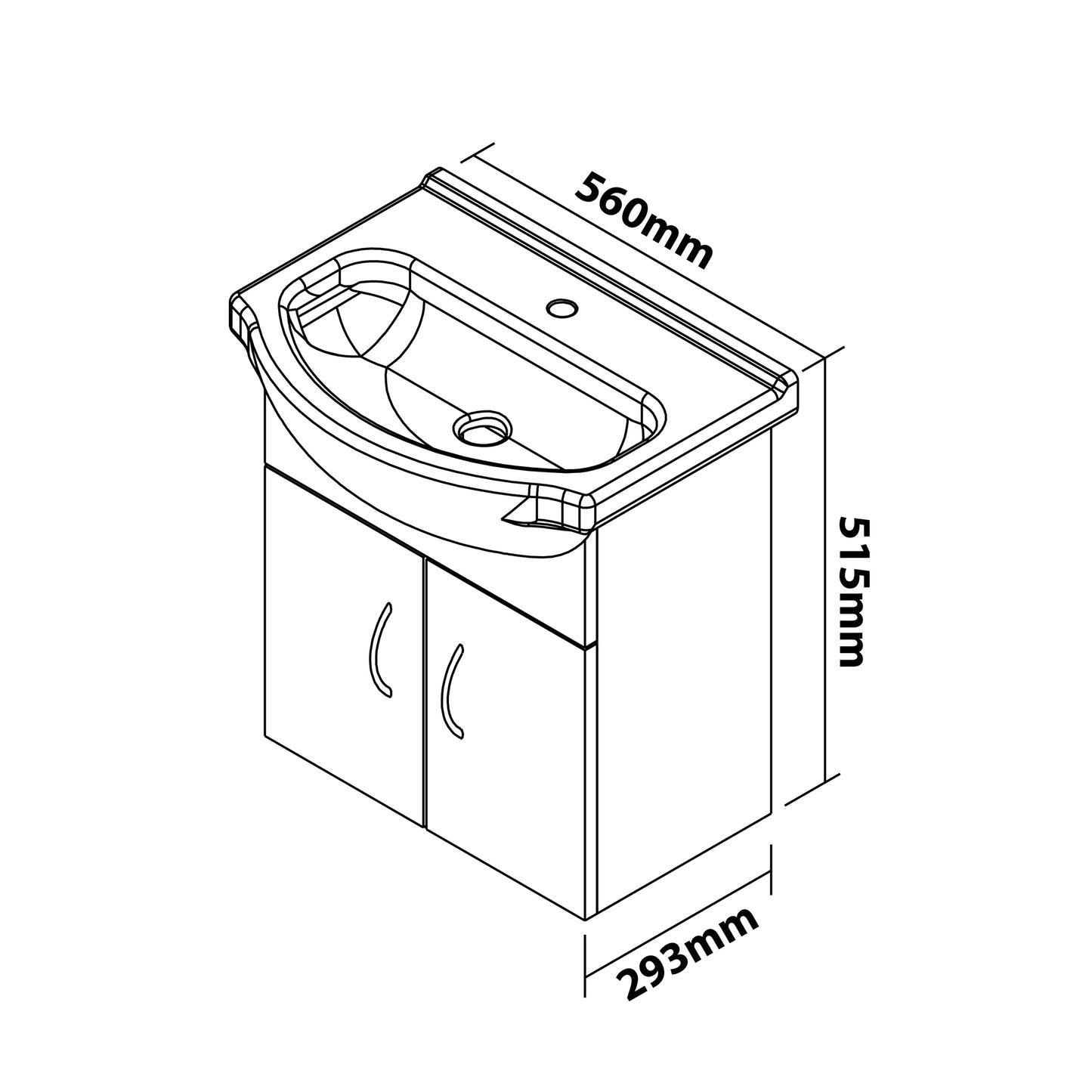 Denver Tiffany Vanity Wall Hung 2 Door Cabinet 550 White