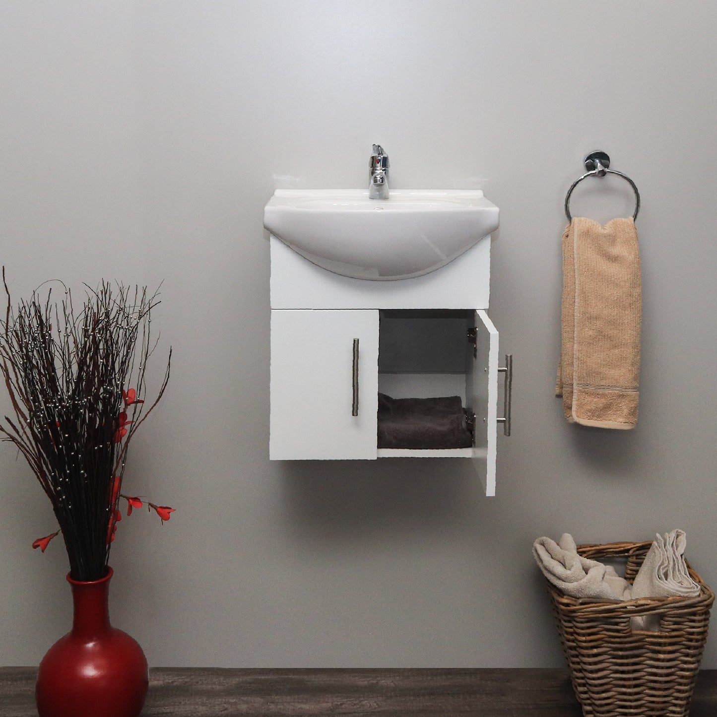 Denver Tiffany Vanity Wall Hung 2 Door Cabinet 550 White