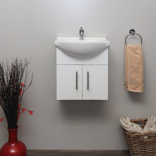 Denver Tiffany Vanity Wall Hung 2 Door Cabinet 550 White