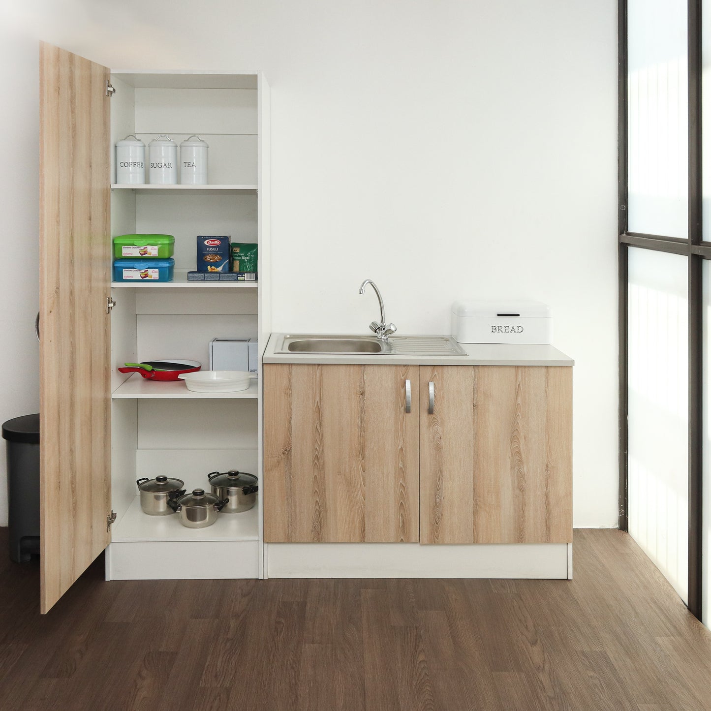 Denver Modular Kitchen Furniture | Tall Pantry Cupboard | Washed Shale