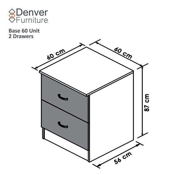 Denver Modular Base 600 2 Drawer Vermont Slate