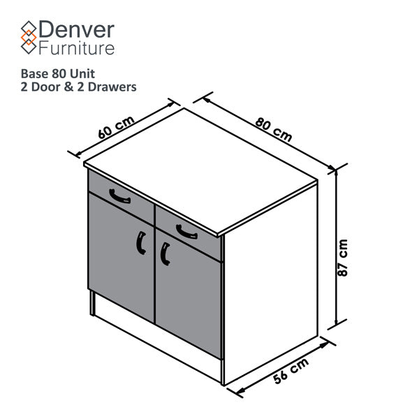 Denver Modular Base 800 2 Drw 2 Deur Wit