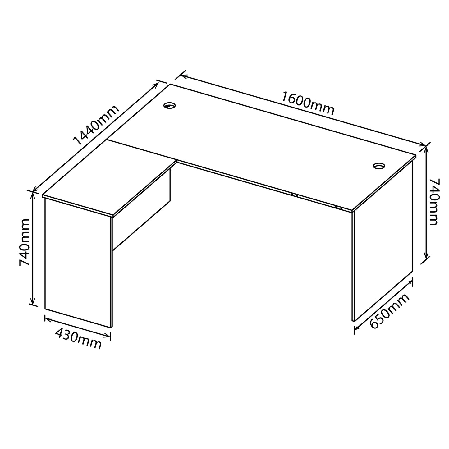 Denver Office Desk L Shape | 1600 | Washed Shale