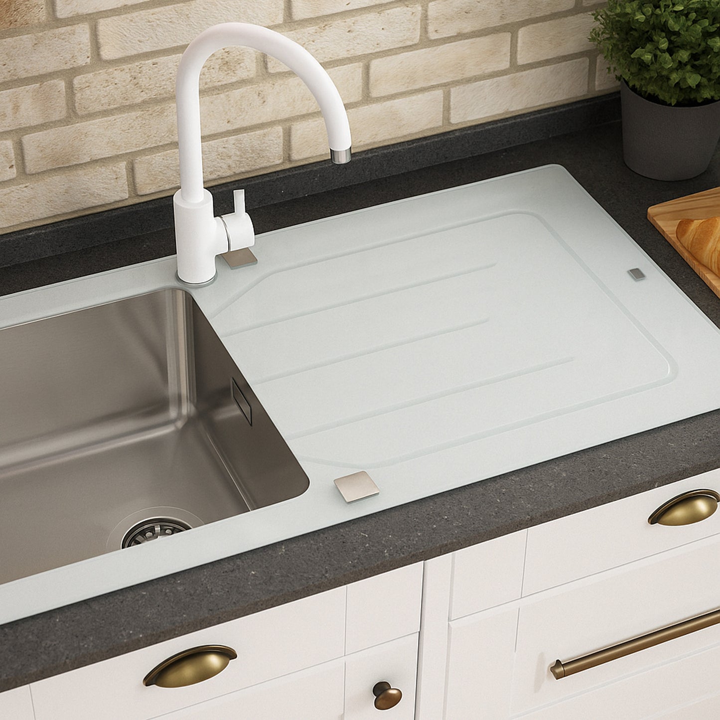 Parker Vlekvrye Opwasbak | AS84 Glas Wit Vlekvrye Staal Wasbak 860X500Mm | Loer in