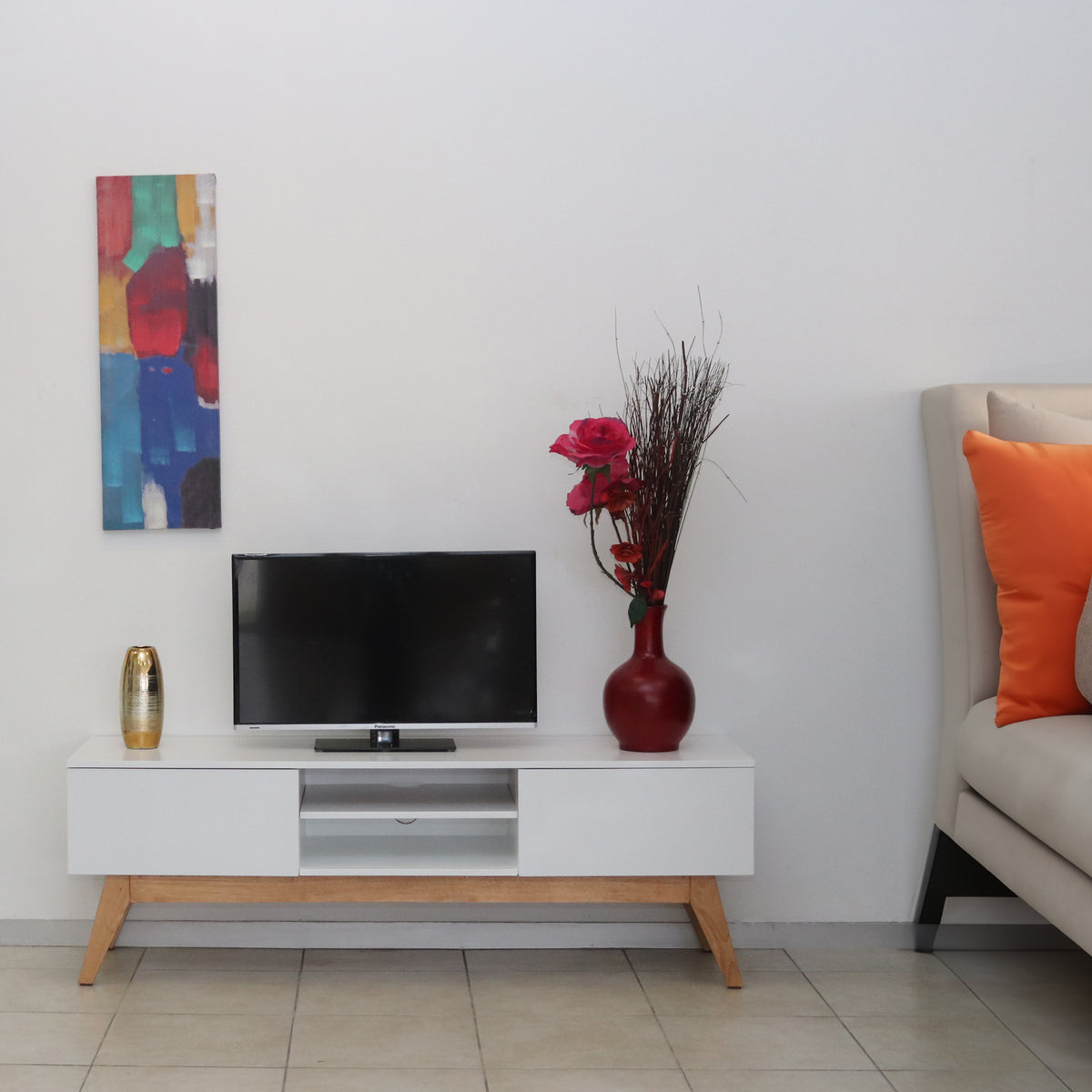 Scandinavian TV Stand - White