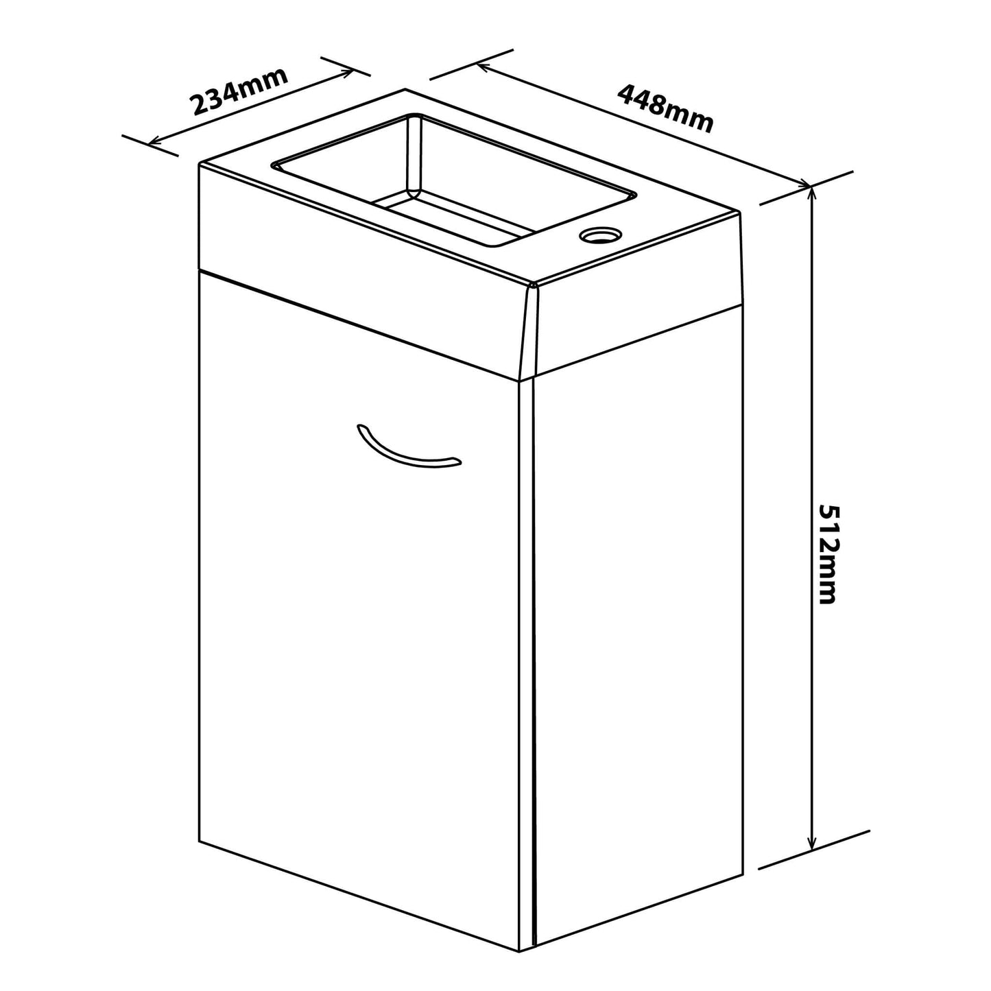 Denver Ilse Mini 450 Muur 1 Deur Oor Hang Hoogglans Wit