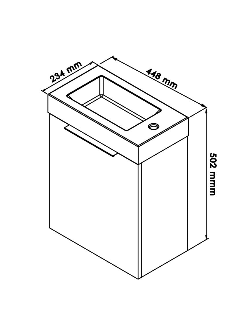 Denver Manchester drywende badkamer wastafel | 1 Deur | 450 | H/Glans Wit