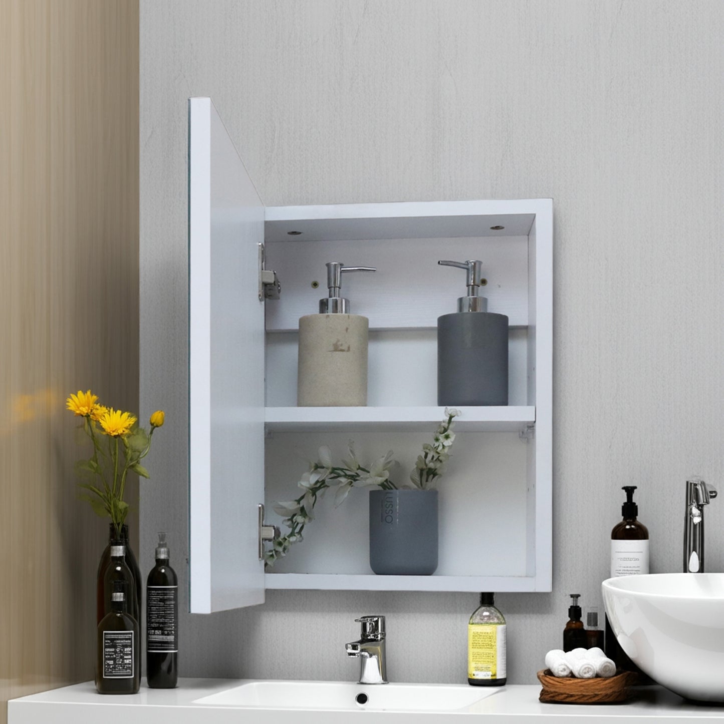 Denver Tiffany Medicine Cabinet Single Door | White