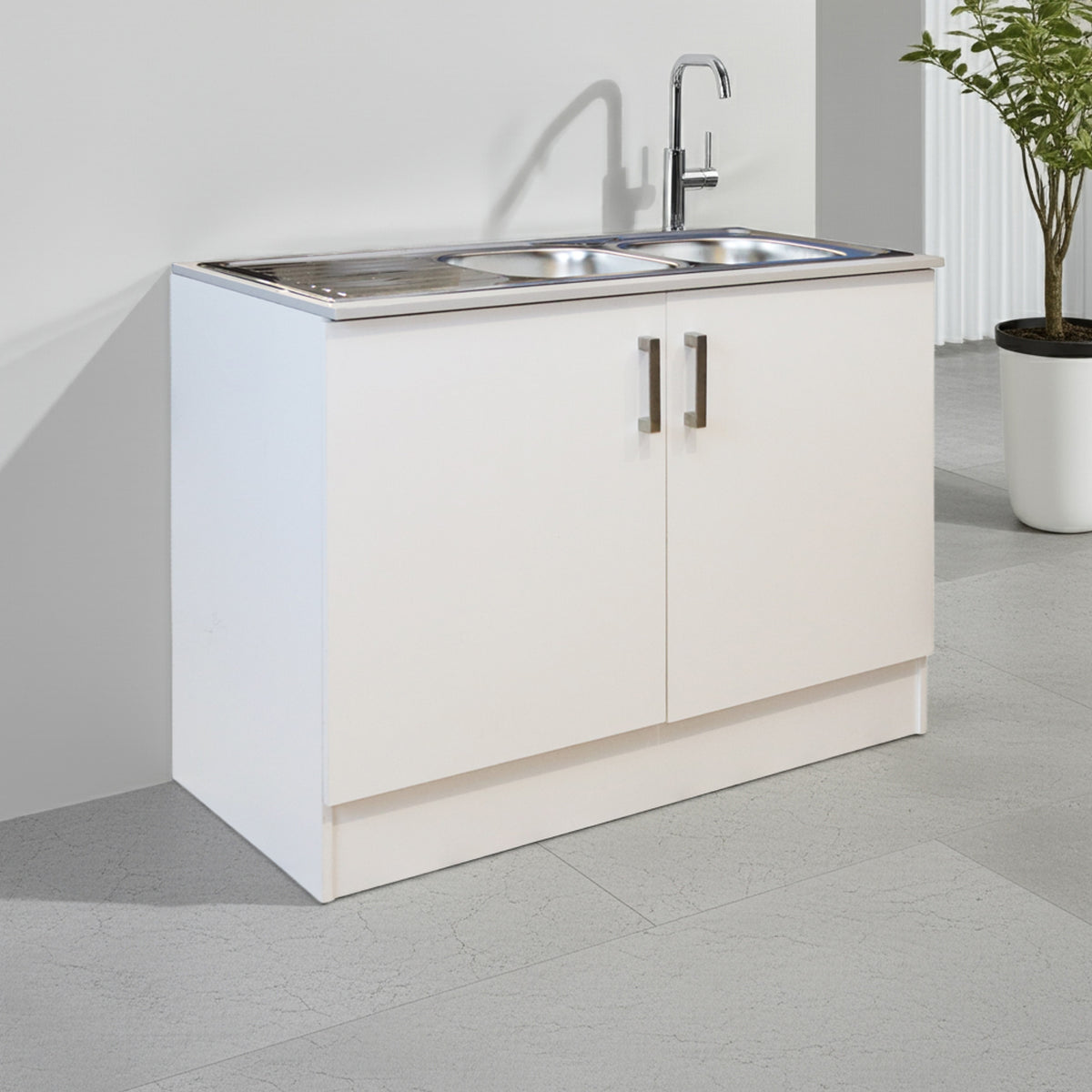 Denver Drop in Double Sink Cabinet 1200 | White