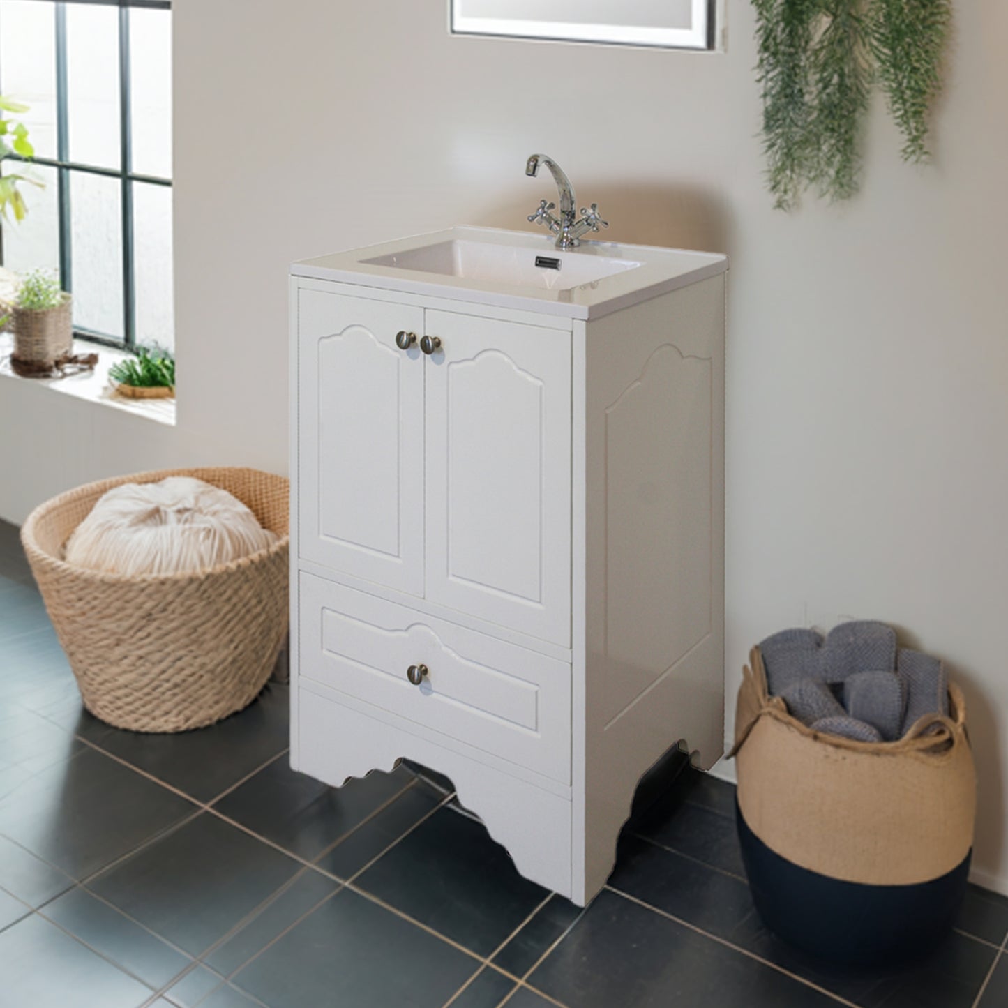 Denver Victorian Vanity Cabinet 600mm White