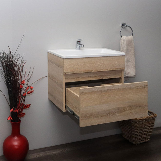 Valore Floating Vanity with Polymarble Resin Basin | Washed Shale