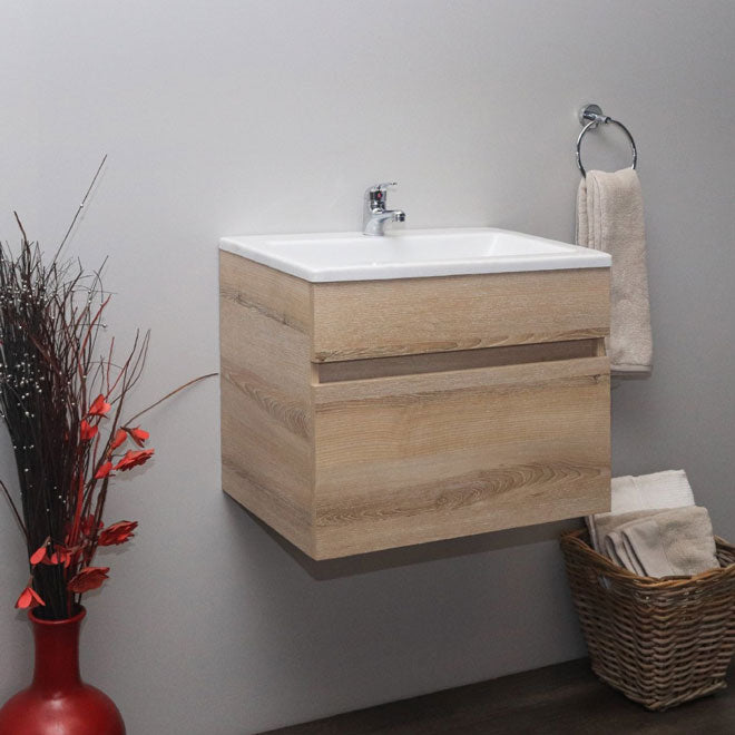 Valore Floating Vanity with Polymarble Resin Basin | Washed Shale