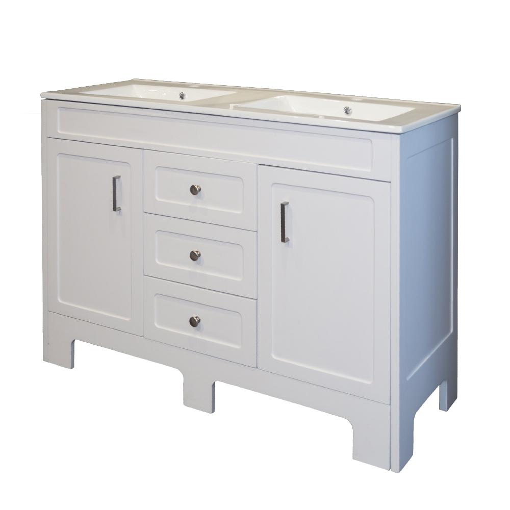 Denver Contemporary Vanity 2 Door 1200 3 Drawer White