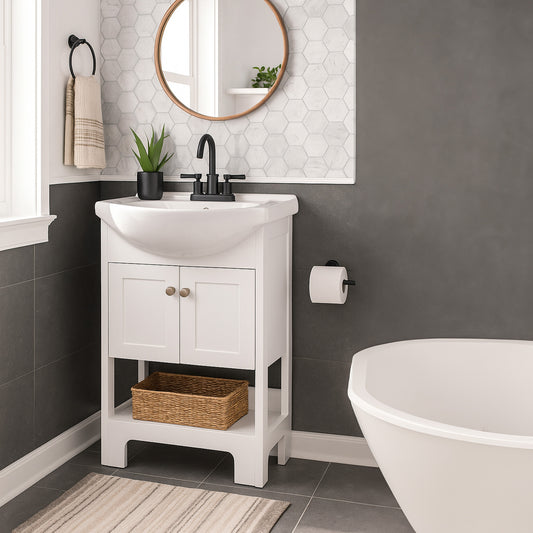 Denver  Contemporary Vanity Cabinet 550 2Door White
