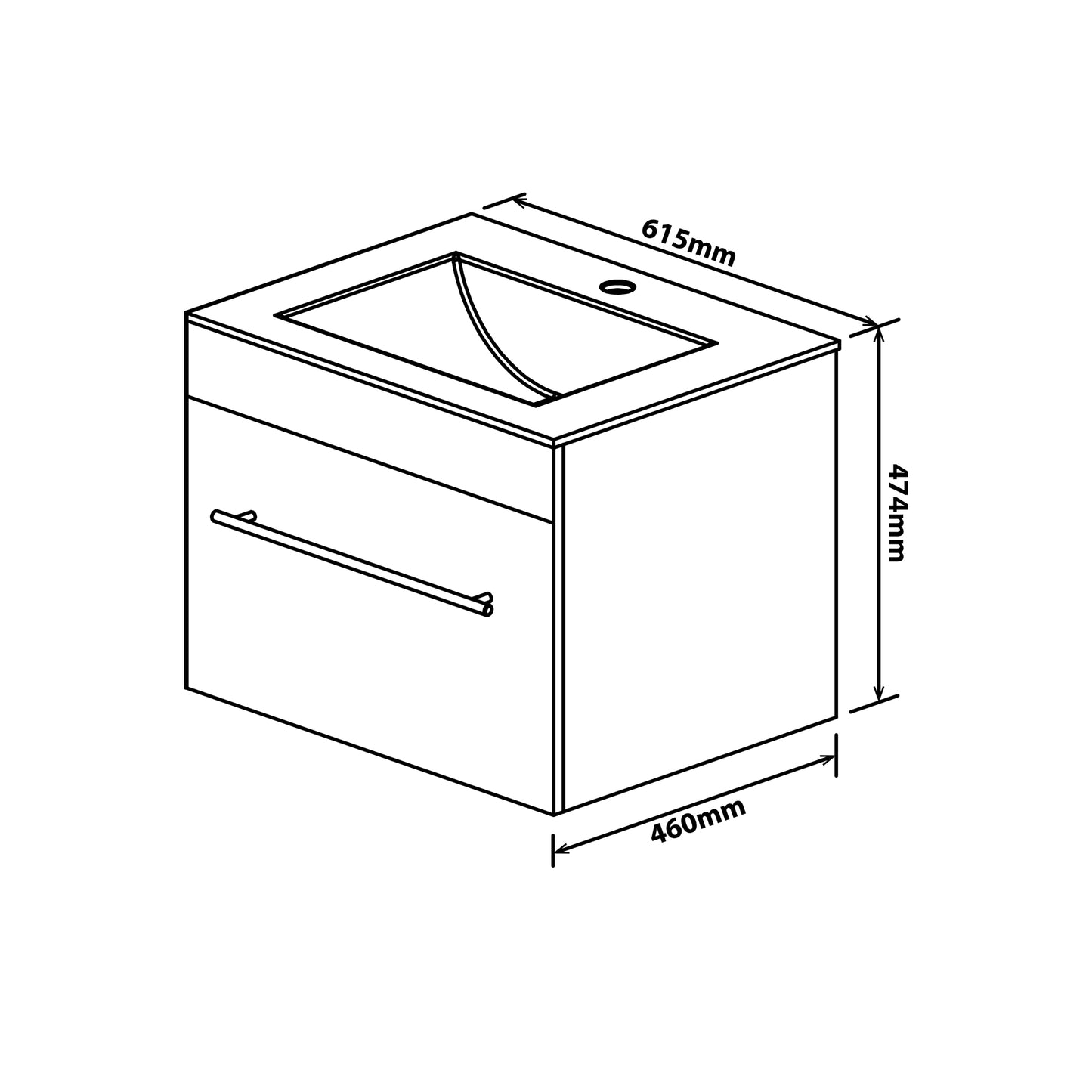 Denver Marlene 600 Wall Mount 1 Drawer - Laracina