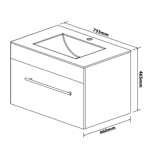 Denver Marlene 750 Wall Mount 1 Drawer - Indian Ebony