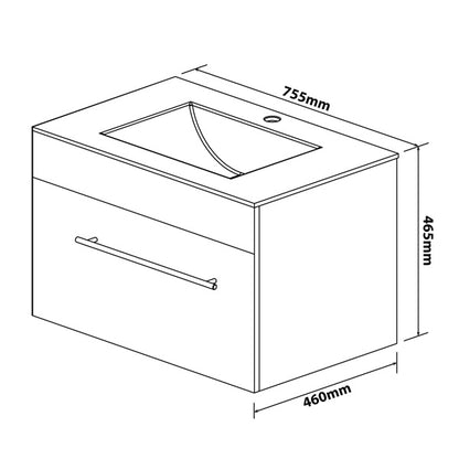 Denver Marlene 750 Wall Mount 1 Drawer - Indian Ebony