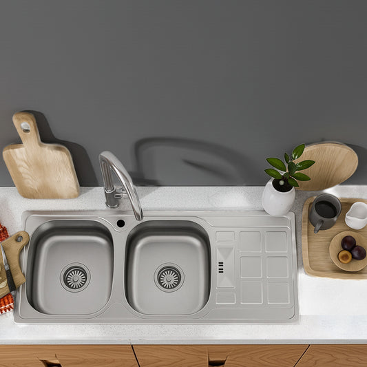Parker Stainless Kitchen Sink |  AS107 Linen Stainless Steel D/Bowl 1160X500 | Drop In