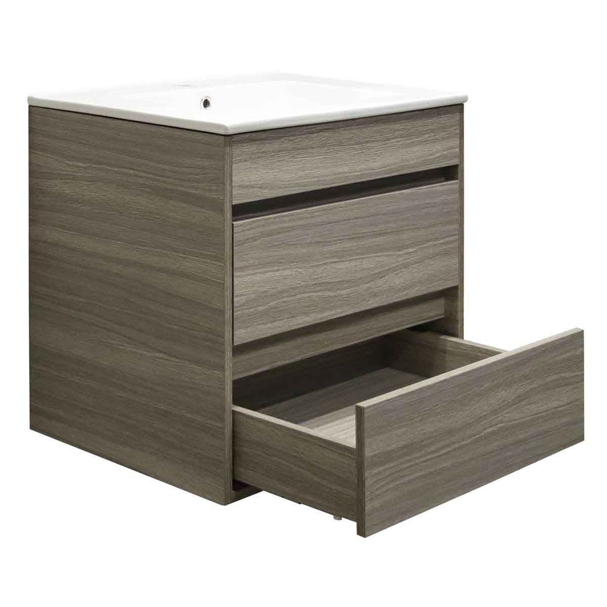 Denver Deluxe Vanity Wall Mount 2 Drawer Cascade Melamine Assembled