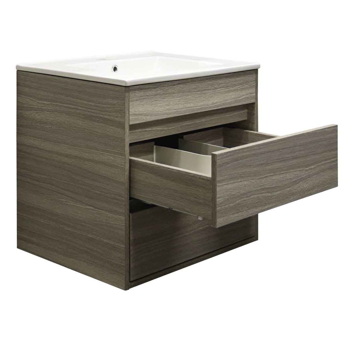 Denver Deluxe Vanity Wall Mount 2 Drawer Cascade Melamine Assembled