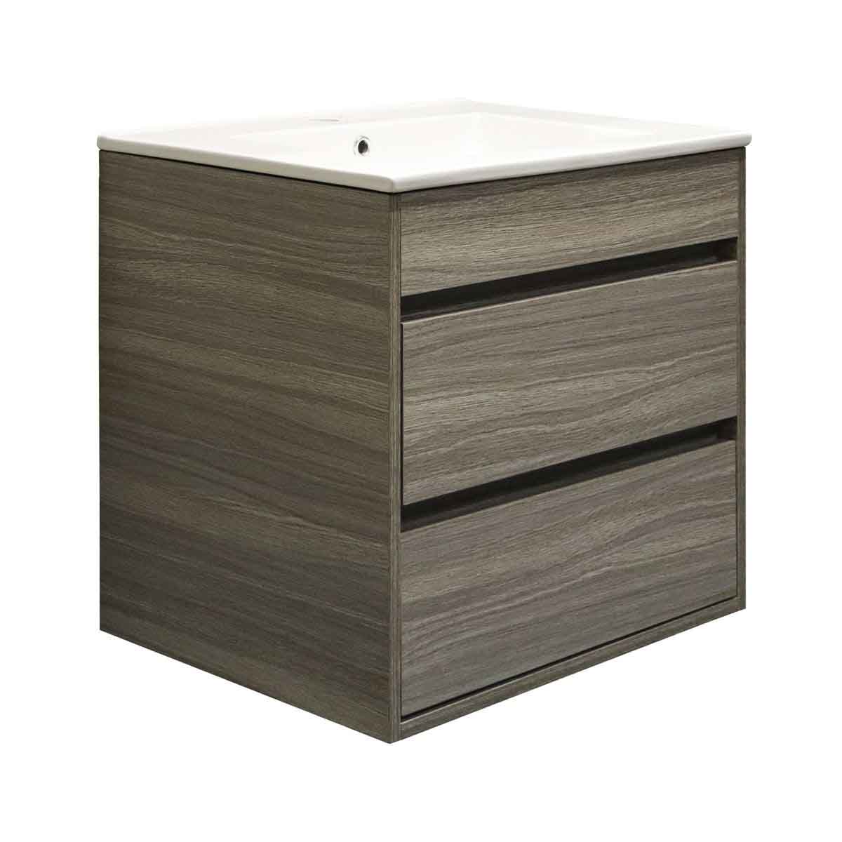 Denver Deluxe Vanity Wall Mount 2 Drawer Cascade Melamine Assembled