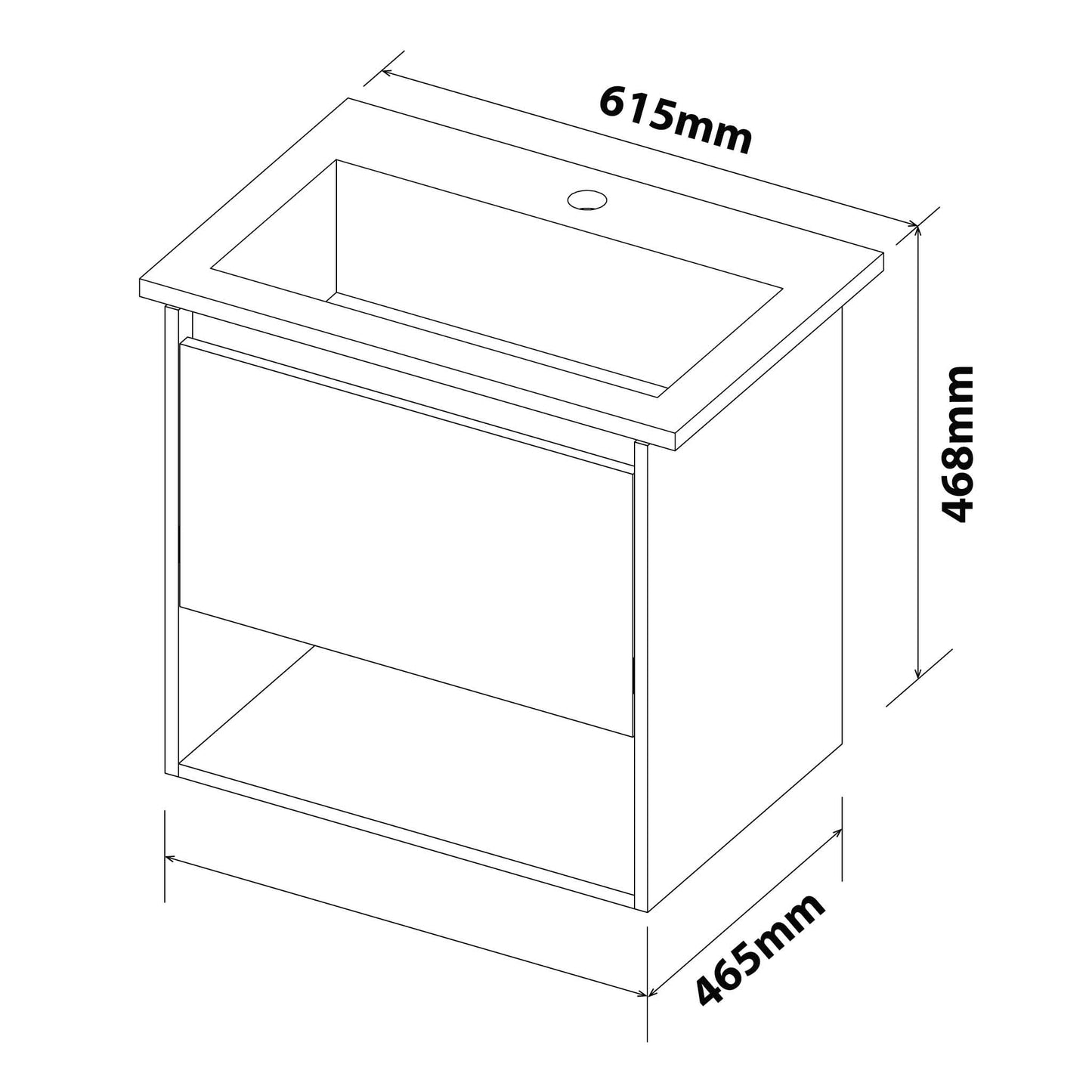 Denver 2 Tone 600 1 Drawer Vanity | High Gloss White & Shale Assembled