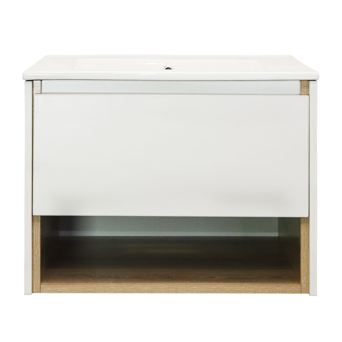 Denver 2 Tone 600 1 Drawer Vanity | High Gloss White & Shale Assembled