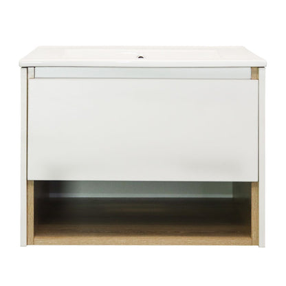 Denver 2 Tone 600 1 Drawer Vanity | High Gloss White & Shale Assembled