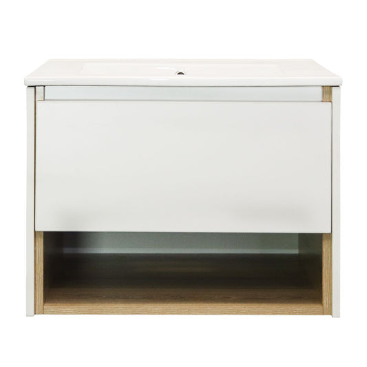 Denver 2 Tone 600 1 Drawer Vanity | High Gloss White & Shale Assembled