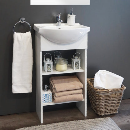 Denver Bathroom Furniture | Aperto Open Shelf Bathroom Vanity Cabinet | White | 450mm width