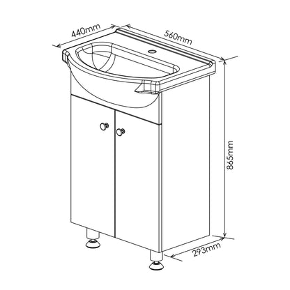 Denver Arizona Floor Standing | 2 Door | 550 | Alpine White
