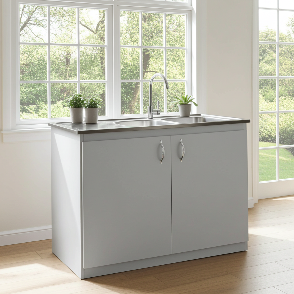 Denver Drop in Double Sink Cabinet 1200 | White