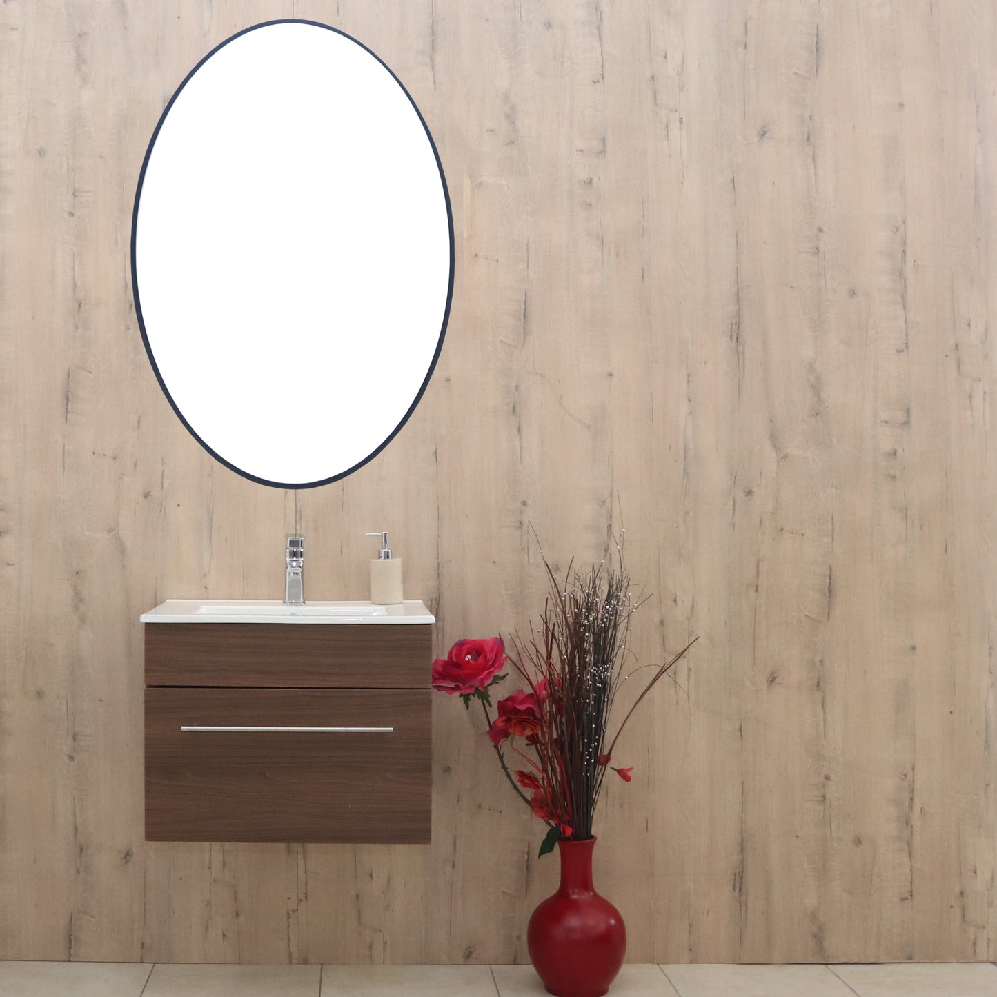 Cindy Oval Mirror | Petrol Blue 620 x 420mm