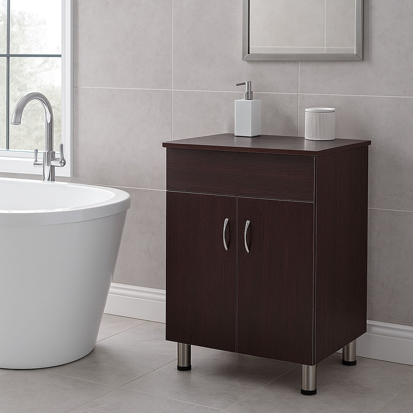 Valenti 600 2 Door with Top | Mahogany Melamine Assembled