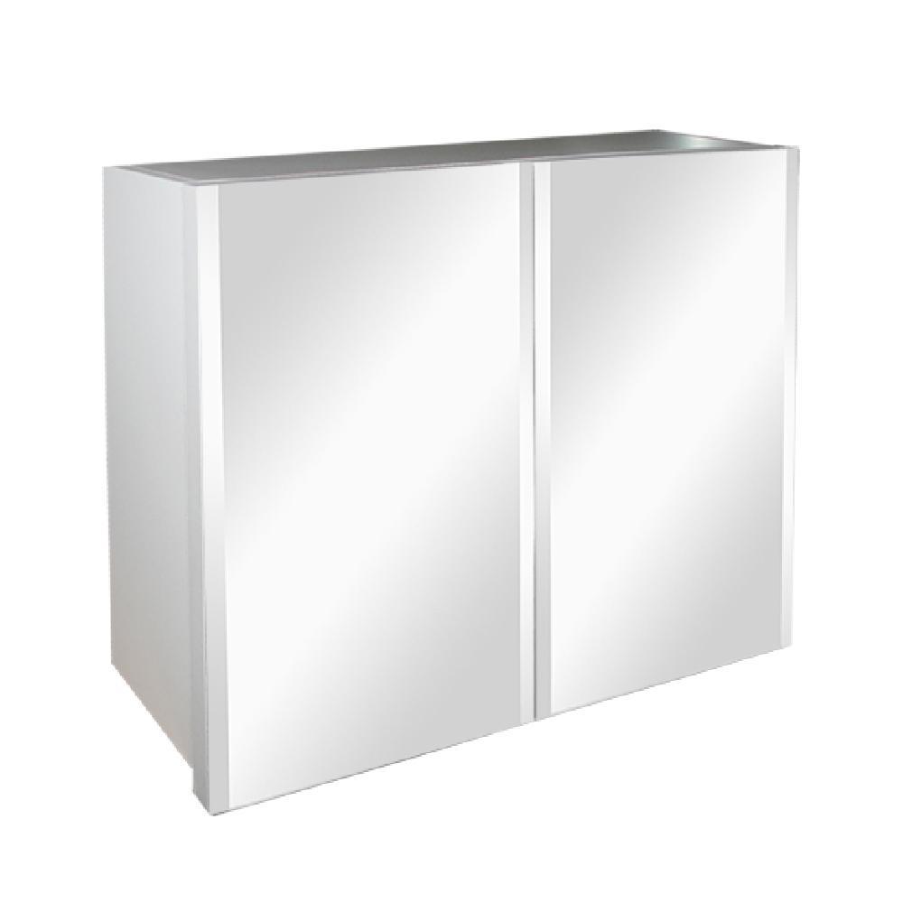 Denver Bathroom Cabinet 2Door 460X600mm White Beveled Mirror